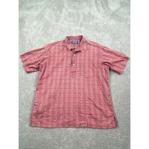 The ONO Shirt Men's Polo Size Large Red 2 Button Collared Geometric